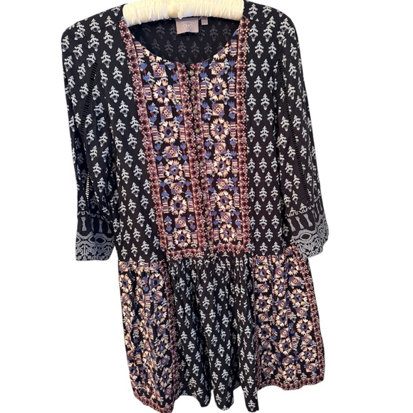 Anthropologie Dresses & Skirts - Vanessa Virginia Dress Anthropologie Embroidered Tunic Dress Black Size S